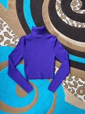 Zara Vibrant Purple Knit Turtleneck Top